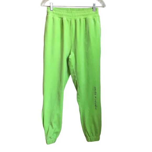 Danielle Guizio Pants - Danielle Guizio Trouble in Paradise Neon Green Jogger Sweatpants